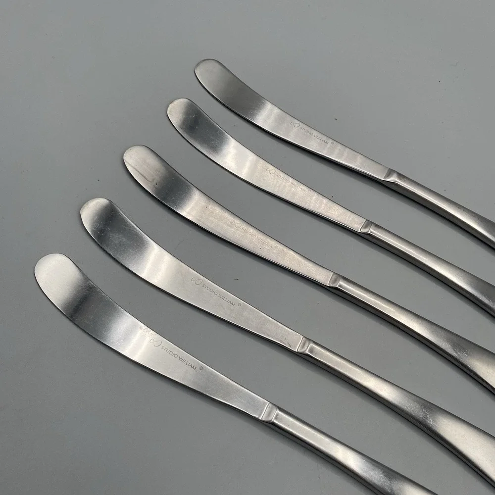 Studio William Stainless LARCH SATIN 5pcs DINNER KniveS 9.25in Flatware